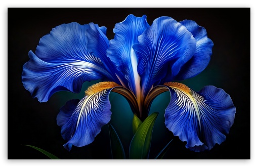 Macro View of an Blue Iris Bloom UltraHD Wallpaper for UHD 16:9 ; HD 16:9 ; UltraWide 21:9 24:10 ; Widescreen 16:10 5:3 ; Fullscreen 3:2 ;