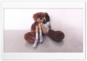 Madison Beer Adidas Big Teddy Bear 4K UHD Wallpaper for Widescreen and UltraWide Desktop, UltraHD TV, Smartphone, Tablet