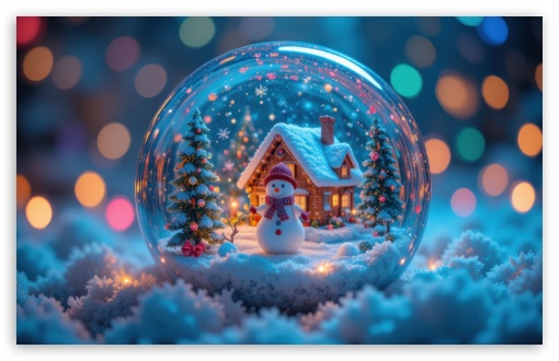 Magical Christmas Snow Globe UltraHD Wallpaper for UHD 16:9 ; HD 16:9 ; Widescreen 16:10 5:3 ; Fullscreen 4:3 5:4 3:2 ; Tablet 1:1 ;