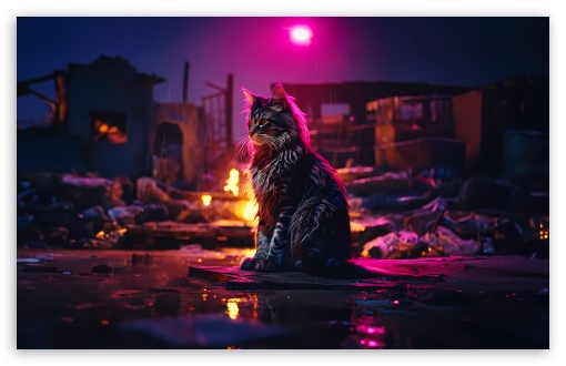 Maine Coon Cat in the Rain, Night UltraHD Wallpaper for UHD 16:9 ; HD 16:9 ; UltraWide 21:9 24:10 ; Widescreen 16:10 5:3 ; Fullscreen 4:3 5:4 3:2 ; Tablet 1:1 ; Mobile 9:16 9:19.5 9:20 10:16 2:3 3:5 3:4 ; Dual 4:3 5:4 3:2 ;