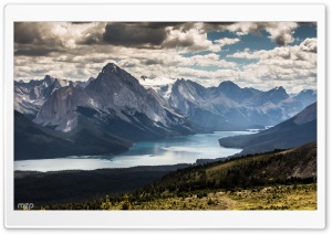 Maligne Lake, Bald Hills, Canada, Rocky Mountains, Scenic Views, Hiking, Travel, Glacier-fed Lake 4K UHD Wallpaper for Widescreen and UltraWide Desktop, UltraHD TV, Smartphone, Tablet