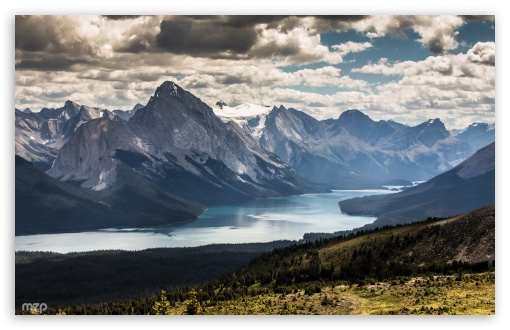 Maligne Lake, Bald Hills, Canada, Rocky Mountains, Scenic Views, Hiking, Travel, Glacier-fed Lake UltraHD Wallpaper for UHD 16:9 ; HD 16:9 ; Widescreen 16:10 5:3 ; Fullscreen 4:3 5:4 3:2 ; Tablet 1:1 ;