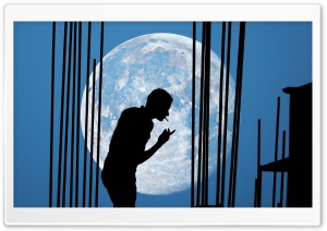 Man and Moon Ultra HD Wallpaper for 4K UHD Widescreen desktop, tablet & smartphone
