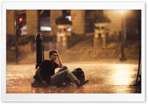 Man Standing in the Rain Ultra HD Wallpaper for 4K UHD Widescreen desktop, tablet & smartphone