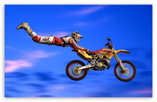 Man With Bike In The Air UltraHD Wallpaper for Widescreen 16:10 ;