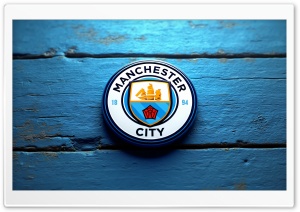 Manchester City Wooden Logo 4K UHD Wallpaper for Widescreen and UltraWide Desktop, UltraHD TV, Smartphone, Tablet
