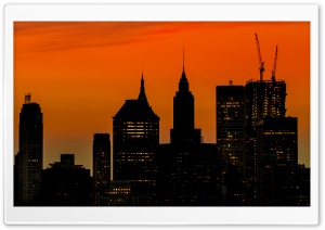 Manhattan Buildings Silhouette at Sunset Ultra HD Wallpaper for 4K UHD Widescreen desktop, tablet & smartphone