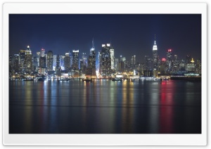 Manhattan Panorama At Night Ultra HD Wallpaper for 4K UHD Widescreen desktop, tablet & smartphone