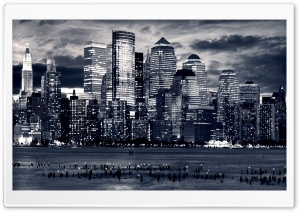 Manhattan Panorama In Black And White Ultra HD Wallpaper for 4K UHD Widescreen desktop, tablet & smartphone