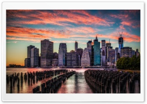 Manhattan Skyline Sunset Ultra HD Wallpaper for 4K UHD Widescreen desktop, tablet & smartphone