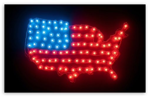Map Of USA Made From Glowing Light Bulbs UltraHD Wallpaper for Widescreen 16:10 ;