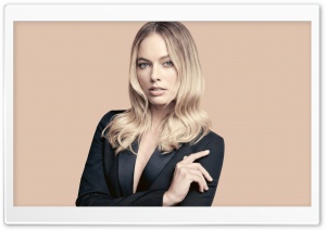 Margot Robbie in a Black Blazer 4K UHD Wallpaper for Widescreen and UltraWide Desktop, UltraHD TV, Smartphone, Tablet