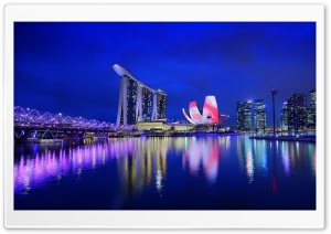 Marina Bay Sands and ArtScience, Singapore, Night 4K UHD Wallpaper for Widescreen and UltraWide Desktop, UltraHD TV, Smartphone, Tablet