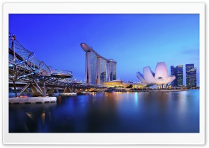 Marina Bay Sands, ArtScience Museum, Singapore 4K UHD Wallpaper for Widescreen and UltraWide Desktop, UltraHD TV, Smartphone, Tablet