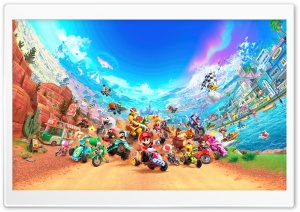 Mario Kart World 2025 Kart Racing Game 4K UHD Wallpaper for Widescreen and UltraWide Desktop, UltraHD TV, Smartphone, Tablet