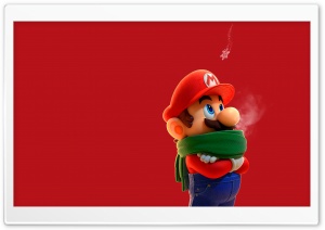 Mario Wearing a Winter Scarf 4K UHD Wallpaper for Widescreen and UltraWide Desktop, UltraHD TV, Smartphone, Tablet