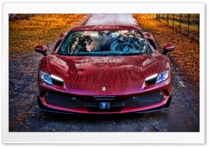 Maroon Ferrari 296 GTB 4K UHD Wallpaper for Widescreen and UltraWide Desktop, UltraHD TV, Smartphone, Tablet