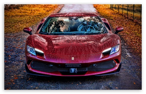 Maroon Ferrari 296 GTB UltraHD Wallpaper for Widescreen 16:10 ;