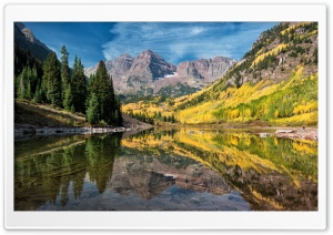 Maroon Lake, Colorado, Aspen Trees, Autumn Ultra HD Wallpaper for 4K UHD Widescreen desktop, tablet & smartphone