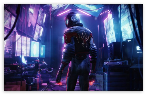 Marvels Spider-Man Miles Morales, Video Game, Investigations, Neon, Purple Light UltraHD Wallpaper for UHD 16:9 ; HD 16:9 ; UltraWide 21:9 24:10 ; Widescreen 16:10 5:3 ; Fullscreen 4:3 5:4 3:2 ; Tablet 1:1 ; Mobile 9:16 9:19.5 9:20 10:16 2:3 3:5 3:4 ;