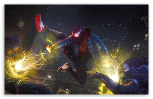 Marvels Spider-Man Miles Morales, VideoGame, Fighting Scene UltraHD Wallpaper for UHD 16:9 ; HD 16:9 ; UltraWide 21:9 24:10 ; Widescreen 16:10 5:3 ; Fullscreen 4:3 5:4 3:2 ; Tablet 1:1 ; Dual 4:3 5:4 3:2 ;