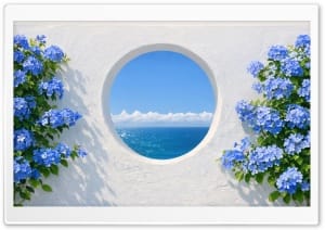 Mediterranean Sea View Window 4K UHD Wallpaper for Widescreen and UltraWide Desktop, UltraHD TV, Smartphone, Tablet