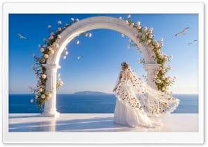 Mediterranean Summer Wedding by the Blue Sea 4K UHD Wallpaper for Widescreen and UltraWide Desktop, UltraHD TV, Smartphone, Tablet