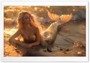 Mermaid, Glimmering Tides Ultra HD Wallpaper for 4K UHD Widescreen Desktop, Lockscreen, Screensaver, TV, Tablet, Smartphone