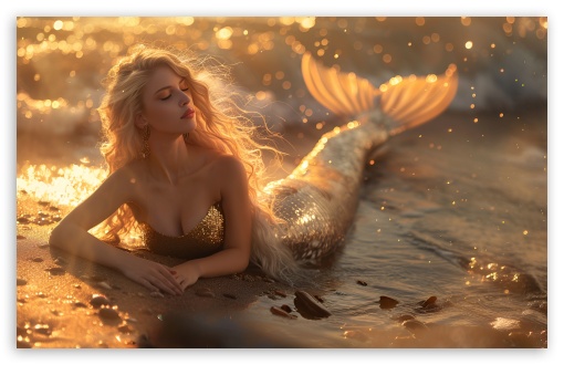 Mermaid, Glimmering Tides UltraHD Wallpaper for HD 16:9 ; UltraWide 21:9 ; Widescreen 16:10 5:3 ; Fullscreen 4:3 5:4 3:2 ; Tablet 1:1 ; Mobile 9:16 10:16 2:3 3:5 3:4 ;