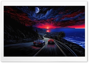 Midnight Coastline Race 4K UHD Wallpaper for Widescreen and UltraWide Desktop, UltraHD TV, Smartphone, Tablet