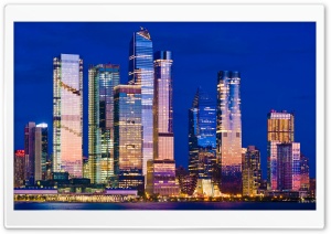 Midtown Manhattan Skyscrapers New York City Night 4K UHD Wallpaper for Widescreen and UltraWide Desktop, UltraHD TV, Smartphone, Tablet