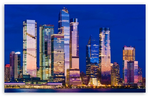 Midtown Manhattan Skyscrapers New York City Night UltraHD Wallpaper for UHD 16:9 ; HD 16:9 ; UltraWide 21:9 24:10 32:9 32:10 ; Widescreen 16:10 ; Tablet 1:1 ; Mobile 9:16 9:19.5 9:20 9:21 9:22 ; Dual 16:10 16:9 ;