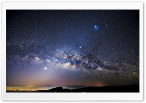 Milky Way Over City Ultra HD Wallpaper for 4K UHD Widescreen desktop, tablet & smartphone