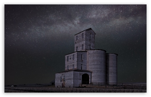 Milky Way Over the Grain Elevator UltraHD Wallpaper for UHD 16:9 ; HD 16:9 ; Widescreen 16:10 ; Tablet 1:1 ;