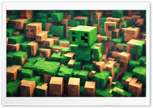 Minecraft Creeper 3D 4K UHD Wallpaper for Widescreen and UltraWide Desktop, UltraHD TV, Smartphone, Tablet