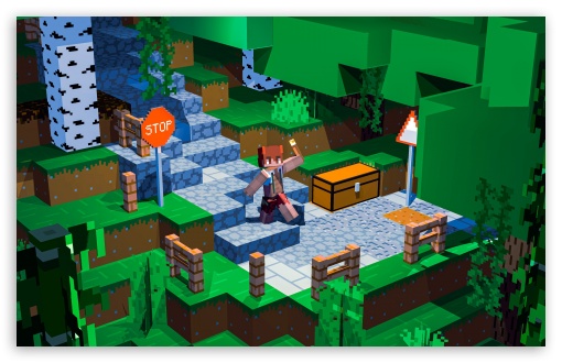 Minecraft Path through the Forest UltraHD Wallpaper for UHD 16:9 ; HD 16:9 ; UltraWide 21:9 24:10 32:9 32:10 ; Widescreen 16:10 ; Tablet 1:1 ; Mobile 9:16 9:19.5 9:20 ; Dual 16:10 16:9 ;