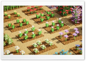 Minecraft, VideoGame, Flowers, Farming, Gaming, Pixelated, Pixel Art 4K UHD Wallpaper for Widescreen and UltraWide Desktop, UltraHD TV, Smartphone, Tablet