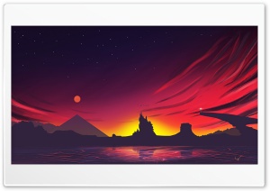 Minimal Sunset Landscape 4K UHD Wallpaper for Widescreen and UltraWide Desktop, UltraHD TV, Smartphone, Tablet