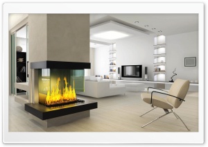 Minimalist Fireplace 3D Ultra HD Wallpaper for 4K UHD Widescreen desktop, tablet & smartphone