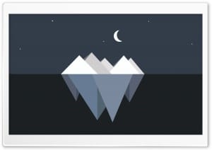 Minimalist Iceberg Peaks rising above a Dark Sea 4K UHD Wallpaper for Widescreen and UltraWide Desktop, UltraHD TV, Smartphone, Tablet