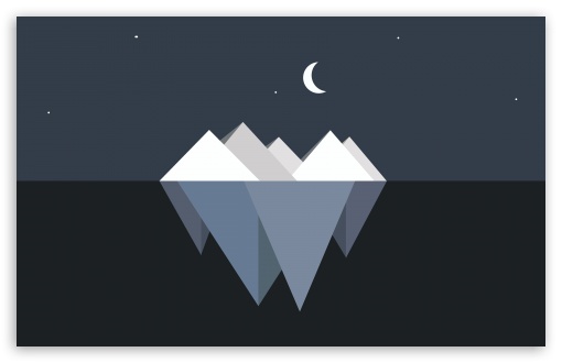 Minimalist Iceberg Peaks rising above a Dark Sea UltraHD Wallpaper for UHD 16:9 ; HD 16:9 ; UltraWide 21:9 24:10 32:9 32:10 ; Widescreen 16:10 ; Tablet 1:1 ; Dual 16:10 16:9 ;