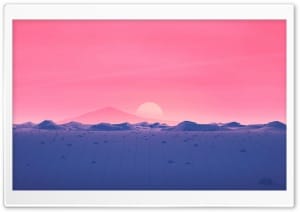 Minimalist Low-poly Sunrise Landscape 4K UHD Wallpaper for Widescreen and UltraWide Desktop, UltraHD TV, Smartphone, Tablet