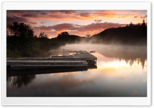 Misty Lake Pontoon Ultra HD Wallpaper for 4K UHD Widescreen desktop, tablet & smartphone