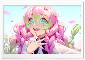 Mitsuri Kanroji, Demon Slayer 4K UHD Wallpaper for Widescreen and UltraWide Desktop, UltraHD TV, Smartphone, Tablet