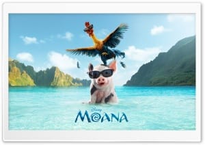Moana 2026 Movie Pua Pig and HeiHei Rooster 4K UHD Wallpaper for Widescreen and UltraWide Desktop, UltraHD TV, Smartphone, Tablet