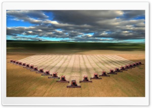 Modern Combines Harvester Working On A Wheat Crop Ultra HD Wallpaper for 4K UHD Widescreen desktop, tablet & smartphone