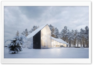 Modern House Design, Winter, Snow Ultra HD Wallpaper for 4K UHD Widescreen desktop, tablet & smartphone