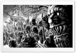 Monsters Drawing Black And White Ultra HD Wallpaper for 4K UHD Widescreen desktop, tablet & smartphone