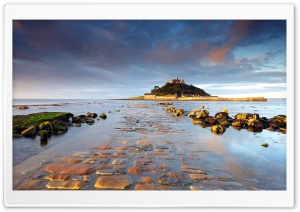 Mont Saint-Michel Island Low Tide Ultra HD Wallpaper for 4K UHD Widescreen desktop, tablet & smartphone