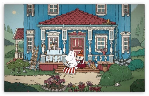 Moomin Midsummer Madness - Outside the Moominhouse UltraHD Wallpaper for UHD 16:9 ; HD 16:9 ; UltraWide 21:9 24:10 32:9 32:10 ; Widescreen 16:10 ; Tablet 1:1 ; Mobile 9:16 9:19.5 9:20 ; Dual 16:10 16:9 ;